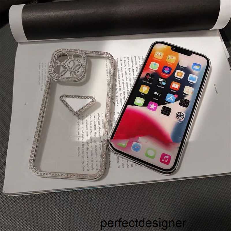 Designer Black Diamond Triangle kanter mobiltelefonfodral för iPhone 13 13Pro 13Promax Luxury Designer Transparent Phonecases 11 12 Pro Promax X XS XRV6QK
