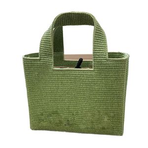 Ontwerper Black Green Green Coconut Fiber Straw Weaving Small Font Tote Bag