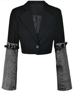 Designer Blazer Women Personality Trendy Brand Denim Jacket 2024 Nieuwe high-end high-end long-mouwensuitsim splicing voor vrouwen