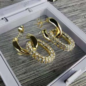 Diseñador Blenciaga Balegiaga Ba Jias Nuevos aretes de diamantes brillantes con doble anillo y empalme de alta gama Accesorios personalizados y elegantes Desmontables Dos en la oreja