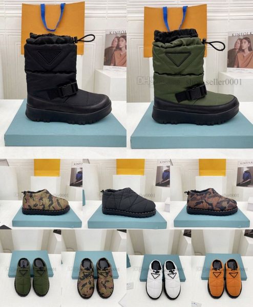 Diseñador Blow Acolchado Botas de esquí Zapatos de clima frío para hombres Mujeres Invierno Cálido Acolchado Nylon Tobillo Bota de nieve Moda de lujo Eiderdown antideslizante Half Booti D7en #