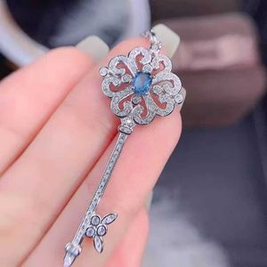 Designer Blue Key Collier Femme Tiffany et Co Tournesol Collier Chaîne Plein Zircon Mode Personnalisé Polyvalent Incolore IX8E