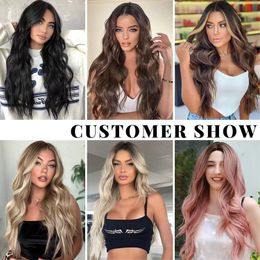 Designer Body Wave Hoogtepunt kanten voorkant menselijk haarpruiken voor vrouwen kanten frontale pruik vooraf geplukte honing blonde gekleurde synthetische pruiken