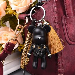 Designer Bomgom Tassels Cartoon Popobe Gy Beer Keychain Cute Bag Charm Holder Cartoon Resin Key Chain FO-K004-Black