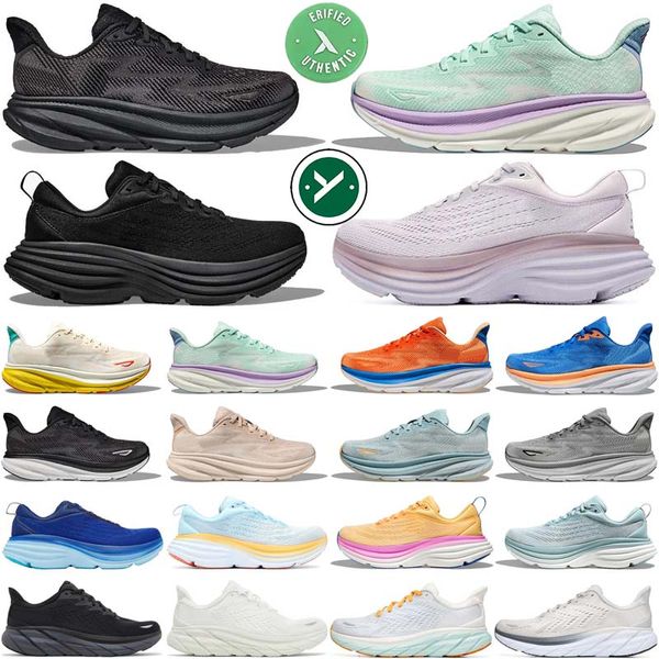 Diseñador Bondi Clifton 8 9 zapatillas para correr para hombres, mujeres, hombres, triple negro, blanco, nube, azul, zapatillas de deporte para mujer, venta al por mayor