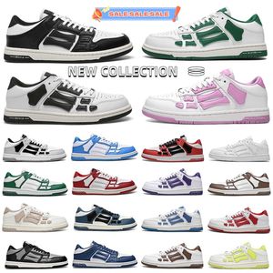 Designer Bot Casual Shoes Men Women Skel Top Lage echte lederen sneaker Falt Fashion Sneakers White Graen Green Black Red Blue Yellow Trainers Trainer