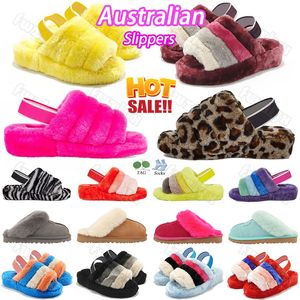 Australische pantoffels Australië pluis ja slide Designer slipper damesplatform mini Harig Bont sneeuw Halve Sandalen Mode puffer keep 823749895