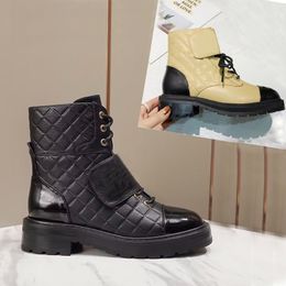 Bota de diseñador Botas de invierno de otoño Zapato de mujer Cremallera de suela gruesa 100% Plataforma de cuero de vaca suave Zapatos casuales Moda de cuero Zapatos de mujer de talla alta 35-41-42 Con caja