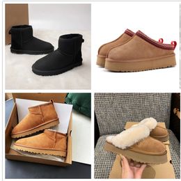 Bota de diseñador de lujo para hombre para mujer zapatilla de nieve mini tobillo corto Eiderdown cuero botas de plataforma de invierno castaño gris negro blanco damas chicas 35-45
