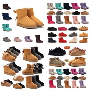 Bottines de luxe pour hommes et femmes, pantoufles de neige, mini cheville courte, bottes de neige en fourrure d'une seule pièce, bottes d'hiver en cuir Ederdown, marron, gris, noir, blanc, chaussures pour femmes