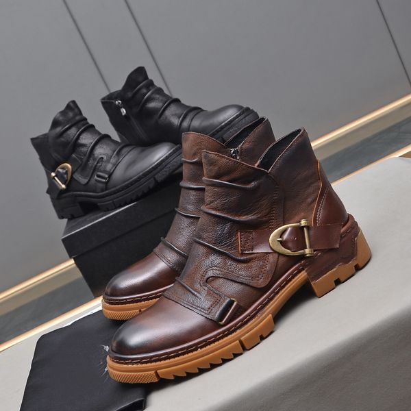 Diseñador Boot Luxury Sneaker Men de cuero genuino de alta calidad Boots Martin Boots Casual Dress zapatos