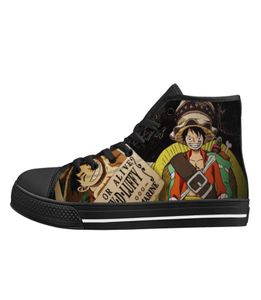 Designer Boot One Piece Anime Canvas Chaussures High Top Casual Skate Shoes Trainers Fashion Lace Ups Cosplay Printing Sneakers 7486625