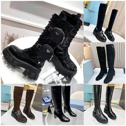 Designer Boot Dames Geborsteld Leer Re-Nylon Laarzen Etui Luxe Topkwaliteit Winter Sneeuwlaarzen Motorlaarzen Schoenen