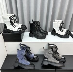 Bottines de Combat Martin à plateforme en cuir pour femmes, bottes de styliste à talons épais, de qualité supérieure, avec chaîne, bottes chaudes d'hiver