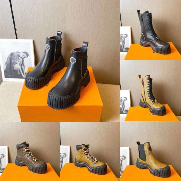 Botas de diseñador Botines Botas nuevas Botas Chelsea de suela gruesa negra Zapatillas de deporte Zapatos de mujer de invierno Botas con suela de goma livianas blancas