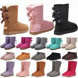 Bottes de créateurs Australie Pantoufles Tasman Femmes Plateforme Bottines d'hiver Fille Classique Botte de neige Cheville Courte Bow Mini Fourrure Noir Châtaigne Rose Bowtie Sho p4AN #