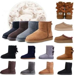 bottes de créateurs Australie pantoufles Tasman femmes plate-forme bottines d'hiver fille classique botte de neige cheville courte arc mini fourrure noir châtaigne rose Bowtie chaussures taille 4-14 ins