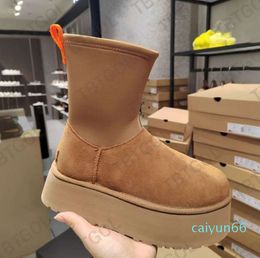 Botas de desenhista Austrália Chinelos Mulheres Plataforma Botas de Inverno Menina Clássico Bota de Neve Tornozelo Longo Pele Preto Castanha