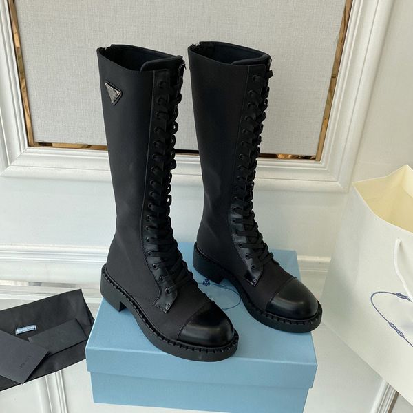 Botas de diseñador plataforma negra sobre la rodilla cuero combate blanco denim chelsea botas ada mujer rodilla borla piel de vaca