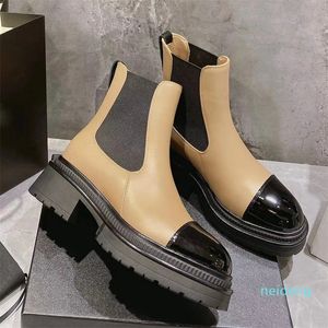 Designer Laarzen Laars Dikke Zolen Zwart Kalfsleer Lederen Schoen Martin Laarzen Enkel Dames Luxe Mode Schoenen Winter