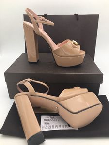 Designer sandales de luxe pompe femmes talon haut sandale plate-forme pompes en cuir véritable chaussures à talons aiguilles 7 couleurs taille 35-42 avec boîte Double G Horsebit talon épais