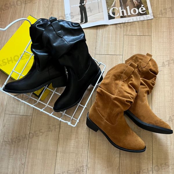 Bottes de créateurs classiques femmes bottes en cuir de veau mode marque de luxe bottes Chelsea rétro confort bottes à semelle épaisse bottes de cowboy polyvalentes sexy