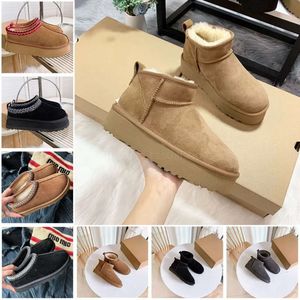 Designer Laarzen Voor Dames Australië Snowboot Dames Tazz Tasman Slippers Mode Ultra Mini Platform Laarsjes Winter Suède Wol Ugglies Dames Warm Bont Enkellaarsjes