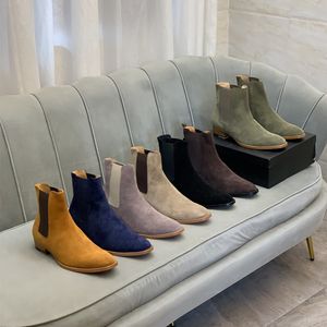 Bottes de créateurs pour femmes filles peau de vache en daim mode sans lacet Chelsea décontracté hiver automne cheville femmes robe chaussures confortables en cuir bottines