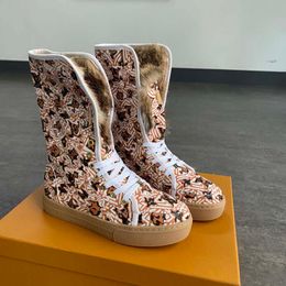 Botas de diseñador Botas de nieve gruesas con pelo de cordero y letras, nuevas botas de moda para mujer, zapatos de algodón cálidos y antideslizantes 16