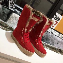 Botas de diseñador Botas de nieve gruesas con pelo de cordero y letras, nuevas botas de moda para mujer, zapatos de algodón cálidos y antideslizantes 05