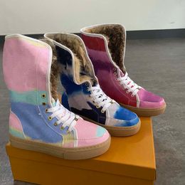 Botas de diseñador Botas de nieve gruesas con pelo de cordero y letras, nuevas botas de moda para mujer, zapatos de algodón cálidos y antideslizantes 17