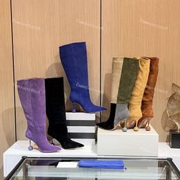 Bottes de créateur Lettre Femmes Botte Sur Le Genou Boot Chaussettes En Tricot Bottines En Daim Botte De Luxe Mode Sexy Cheville Chaussures