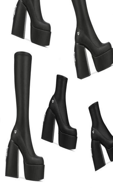 Botas de diseñador Boot Wolfe Nake Tall High Spice Black Stretch Stretch Secret Jailbreaker Black Jennies Sassy Women Slip On Fo5159969