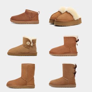 Designer Boots Short Australia Snow Booties Vrouw Dikke Bodem Pluizige Warme Australische Boot Bowtie Winter Luxe Schoenen