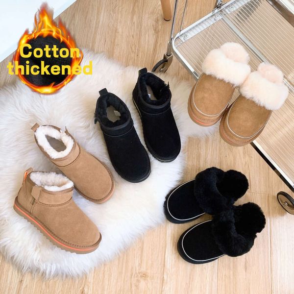 Bottes de créateurs baskets Mustard Seed Tazz Pantoufles Tasman Slides Classic Ultra Mini Platform Slip-on Les Petites Suède Laine Mélange Hiver