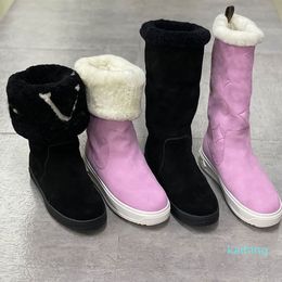 Bottes de créateur Botte de neige Femmes Snowdrop Bottines plates Laine douce Fourrure Chaussures en cuir suédé