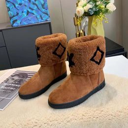 Designerlaarzen, halve sneeuwlaarzen, pluche laarzen, veterlaarzen, hoogwaardige dames halve laarzen, klassieke bruinzwarte schoenen, winter- en herfstsneeuwlaarzen 01