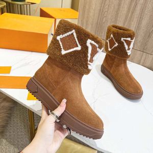 Designer Boots Snow Half Boots Plush Boots Lace-Up Boots Hoge kwaliteit Women Boots Half Boots Classic Style Brown Black Shoes Winter Fall