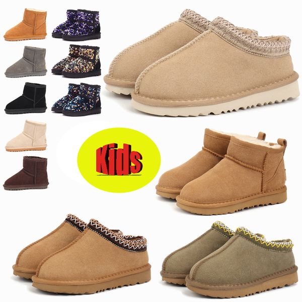 Bottes de créateurs Tasman pantoufles bottes de neige UG enfants mini femmes hiver uggskids plate-forme UG botte fourrure pantoufle cheville laine Australie bottes en peau de mouton classique mini botte