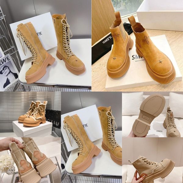 Botas de diseñador Boties Women Women Boot de tobillo Luxury Luxury Party Heel Talation 35-40 Senderismo Desierto Smfk Gai