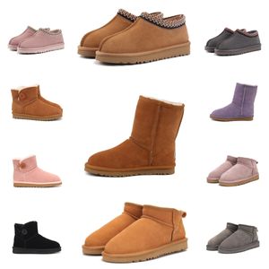 Bottes de créateurs Ugglies Bottes Australiennes Femmes Boot Tasman Bailey Dune Châtaigne Boucle d'hiver Fourrure Neige Demi-genou Court Lady Pantoufle en peau de mouton Taille 34-43