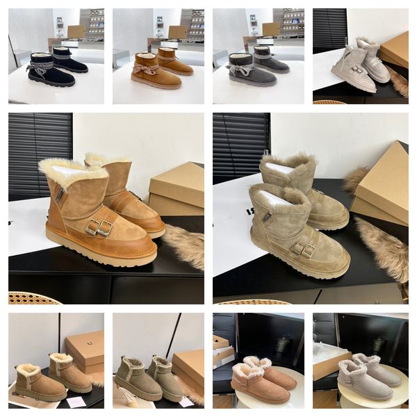 Botas de diseñador Botas de tiburón para mujer Zapatillas Martin de lana Tasman combinan piel de oveja y dopamina de cuero de felpa engrosada Botas de moda impermeables para lluvia y nieve Tamaño 35-40