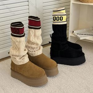 Designer Laarzen Dames Schoenen Sokken Laars Dipper Boot Platform Schoen Winter Gehaakte Laars Suède Elastische Stretch Enkelschoenen Gebreide Laarzen