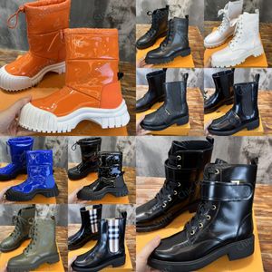 Designer Laarzen Dameslaars Platte Half Fashion Boot Mode Dames Schoenen Vintage Veterlaars Sude Kalfsleer Dikke Zool Laars Outdoor Casual Ridderlaarzen Maat 35-41