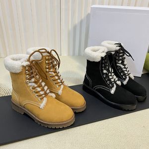 Designer laarzen vrouwen buiten martin laars geel drievoudige camo lederen kerst sneakers hoog gesneden warme sneeuw enkel laars nubuck lederen schoenen met doos maat