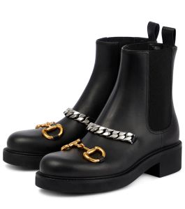 Designer laarzen vrouwen schoenen luxe paardenbit lederen Chelsea laarzen rond tenen EU35-40 met doos bruiloftsfeestjurken