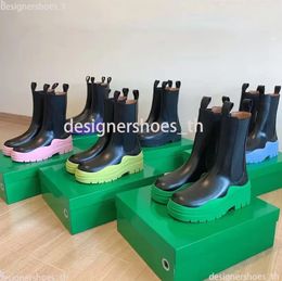 Designer laarzen dames BAND laarsjes mode heren laarzen enkel lederen schoenen groene zool rubber ronde triple zwart ebbenhout gelaarsd 35-45