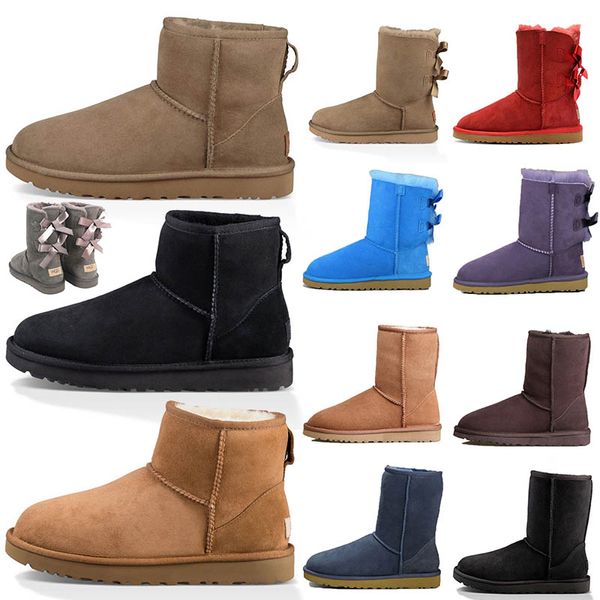 Botas de diseñador para mujer Botas de nieve de invierno Classic GAI Mini Tobillo Bota corta Moda Mujer Damas Niñas Zapatos Triple Negro Castaño Rosa Gris Azul Tamaño 36-41