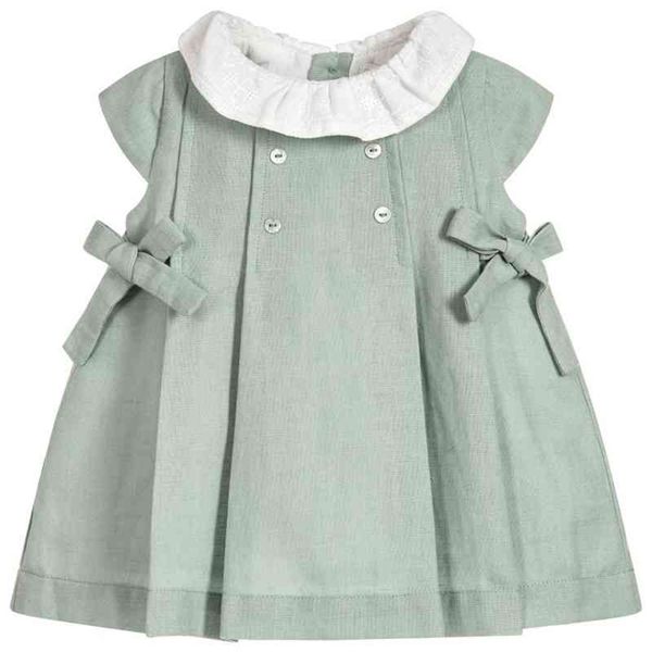 Designer Born Baby Boutique Robe Filles Style Espagnol Frocks Infant Anniversaire Baptême Coton Enfant Fille Espagne Tunique 210615