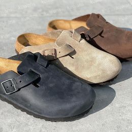 Designer Boston Klompen Sandalen Klomp Slippers Kurk Platte Mode Zomer Lederen Glijbaan Favoriete Strand Casual Schoenen Dames Heren Maat 35-45